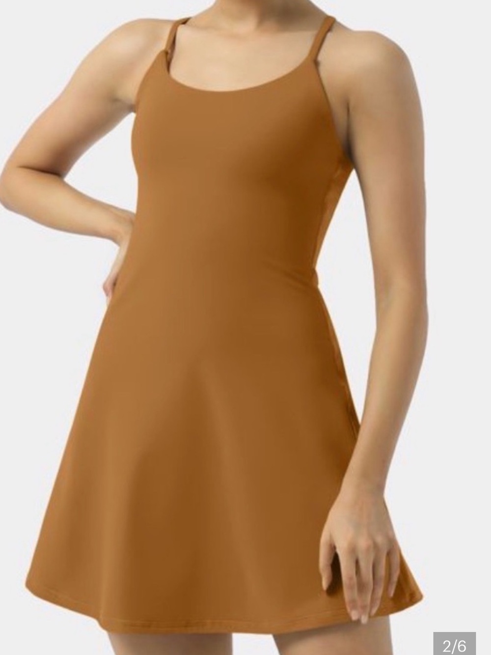 Halara Softly Zero everyday mustard yellow Racer Back Mini Dress size small